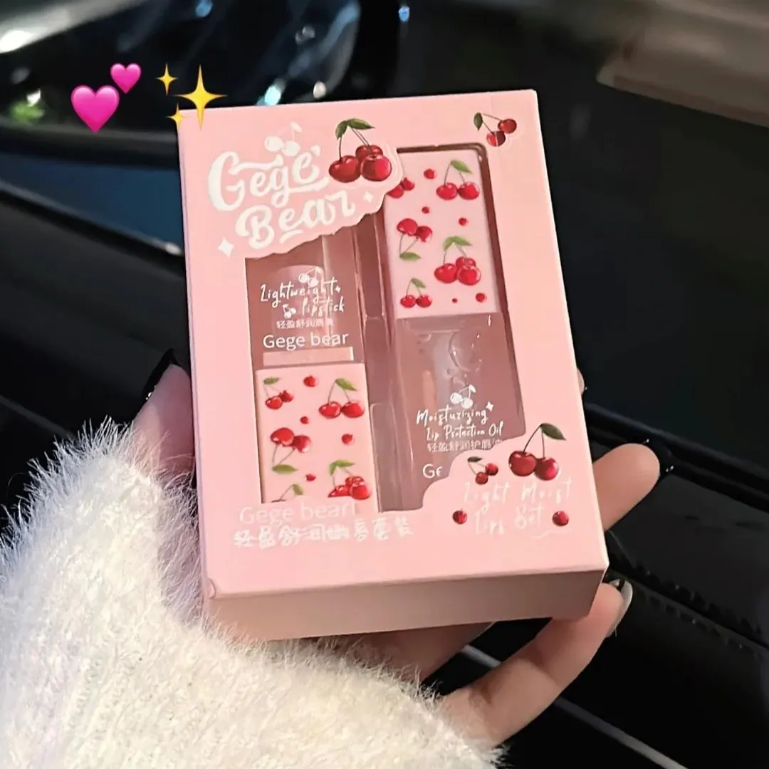 ست بالم لب و روغن لب گیلاسی Gege Bear
